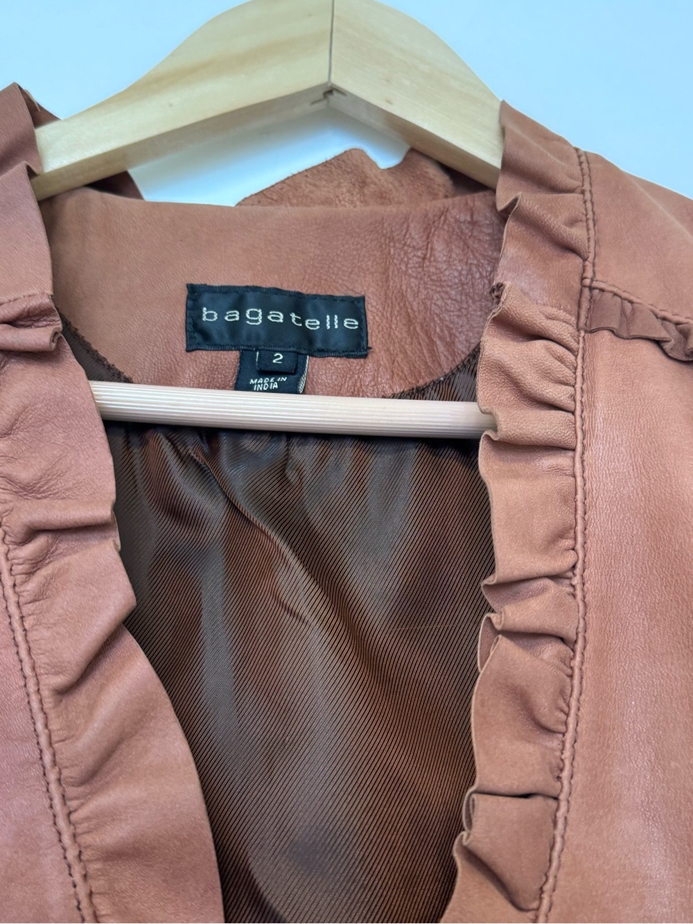 Bagatelle Rust Ruffle Suede Jacket - Picture 2 of 3